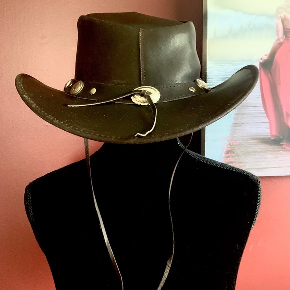 NWT Free People Gold Coast Leather Cowboy Hat - Picture 2 of 9